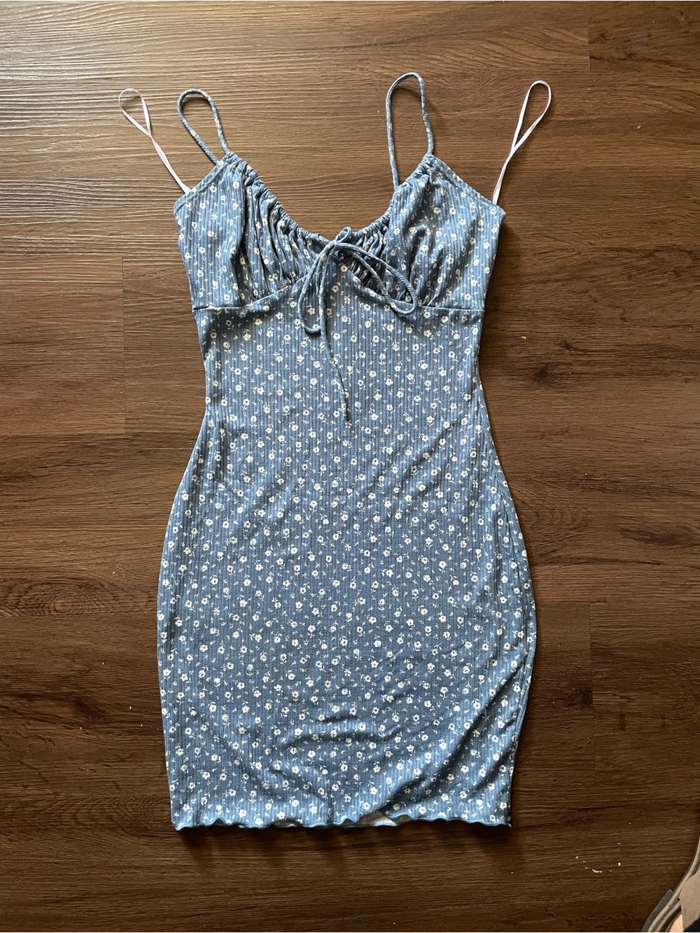 Lovely Day Blue Floral Tie-Front Mini Dress